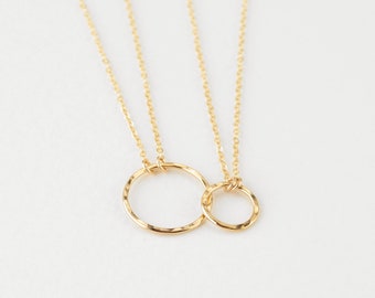 KARMA Necklace, Medium Hammered Ring Necklace, Small Hammered Ring Necklace, Delicate Circle Necklace, Dainty Necklace,Shiny Circle Necklace