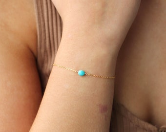 MARA Bracelet • Turquoise Bracelet • Dainty Bracelet, Gift for Her, Delicate Turquoise Bracelet, Gold Filled, Sterling Silver, Rose • B117