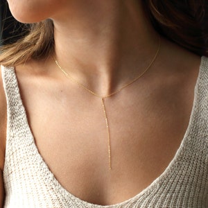 CLARA Lariat Necklace Simple Chain Lariat Necklace Delicate Y necklace, Simple Statement Necklace, Dainty Lariat, Delicate Chain, Gift image 1