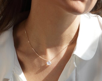 JUNE Necklace • Moonstone Necklace • Natural Stone Necklace, Dainty Necklace, Small Stone Necklace, Tiny Stone Necklace, Delicate Necklace