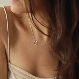 KARMA NECKLACE Hammered Ring Necklace Circle Necklace, Hammered Eternity Necklace, Delicate Circle Necklace, Dainty Necklace, Gift image 1