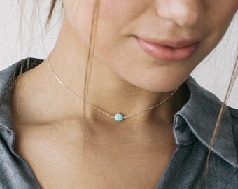 MARA Necklace • Turquoise Choker Necklace • Dainty Choker, Simple Necklace, Delicate Necklace, Turquoise Necklace, Gemstone Necklace, Gift
