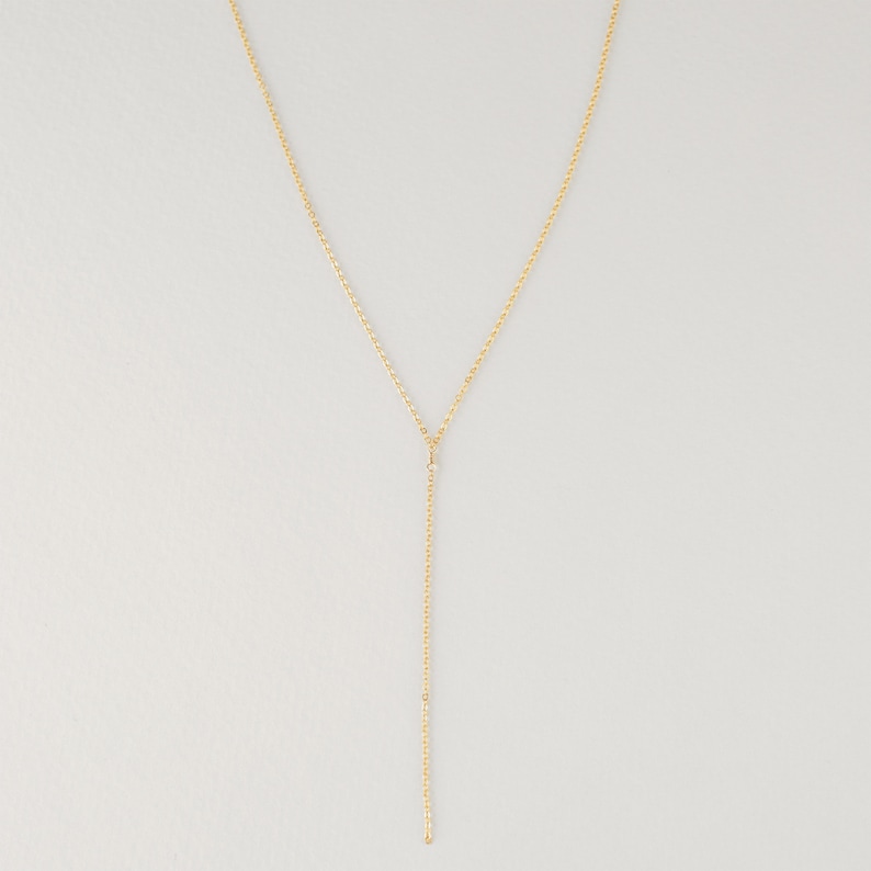 CLARA Lariat Necklace Simple Chain Lariat Necklace Delicate Y necklace, Simple Statement Necklace, Dainty Lariat, Delicate Chain, Gift image 3