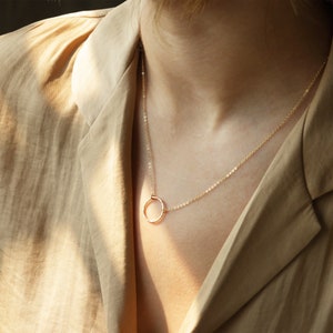 KARMA NECKLACE, Small Hammered Eternity Necklace, Medium Ring Necklace, Simple Gold Necklace, Dainty Circle Necklace, Gold Necklace, Silver image 4