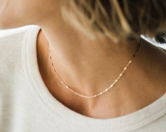 LINA NECKLACE -Dainty necklace, Chain necklace, Bar chain, Choker necklace, Short necklace, Silver necklace, Wedding Gift, Simple gold