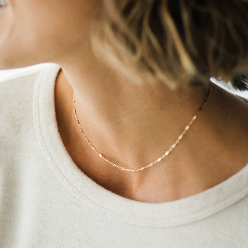 LINA NECKLACE Dainty necklace, Chain necklace, Bar chain, Choker necklace, Short necklace, Silver necklace, Wedding Gift, Simple gold Bild 1