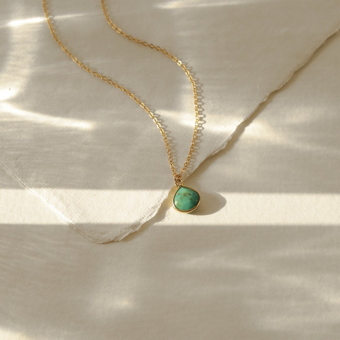 TURQUOISE DROP NECKLACE, Gold Turquoise Necklace, Simple Gemstone ...
