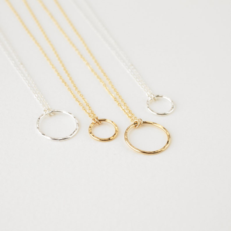 KARMA NECKLACE, Small Hammered Eternity Necklace, Medium Ring Necklace, Simple Gold Necklace, Dainty Circle Necklace, Gold Necklace, Silver image 8