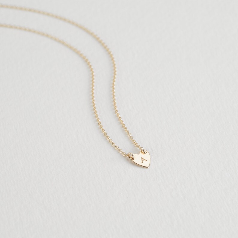 EMILY Heart Necklace Dainty Initial Necklace Custom Letter | Etsy