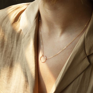 KARMA NECKLACE Hammered Ring Necklace Circle Necklace, Hammered Eternity Necklace, Delicate Circle Necklace, Dainty Necklace, Gift image 6