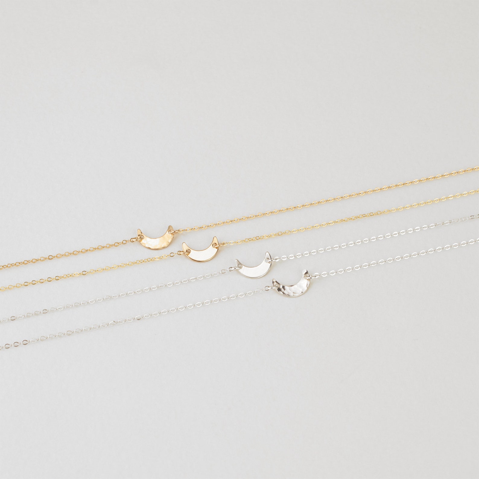LUNA Necklace Tiny Crescent Moon Necklace Dainty Moon - Etsy