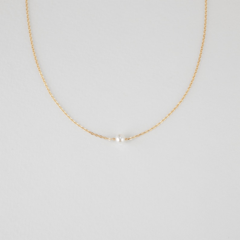 ALBA Necklace Pearl Necklace Freshwater Pearl Necklace, Elegant Pearl Necklace, Dainty Pearl Necklace, Wedding Necklace, Delicate Chain image 2