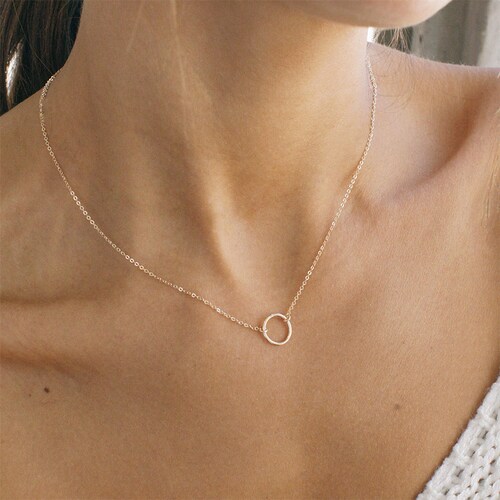 Simple Unique Hammered Round Charms Gold & Silver Double Finish Dainty Necklace Simple Unique Hammered Round Charms Gold & Silver Double Finish Dainty Necklace
