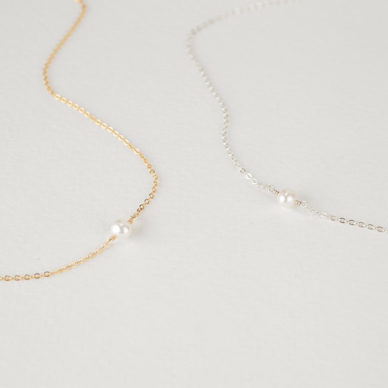 ALBA Necklace Pearl Necklace Freshwater Pearl Necklace, Elegant Pearl Necklace, Dainty Pearl Necklace, Wedding Necklace, Delicate Chain image 5