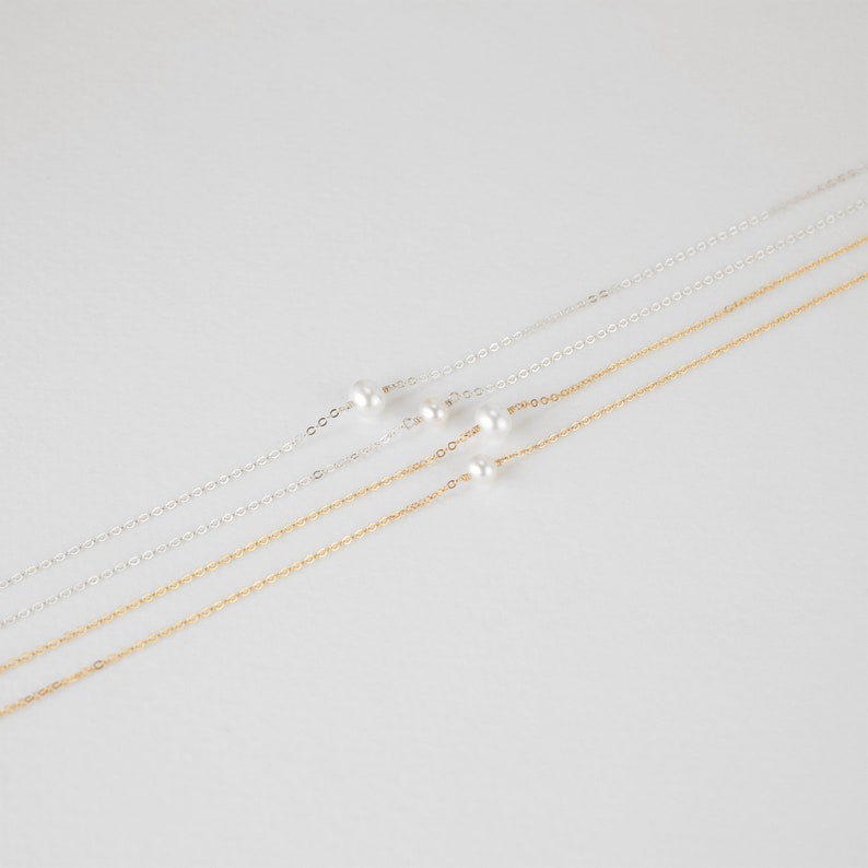 ALBA Necklace Pearl Necklace Freshwater Pearl Necklace, Elegant Pearl Necklace, Dainty Pearl Necklace, Wedding Necklace, Delicate Chain image 6