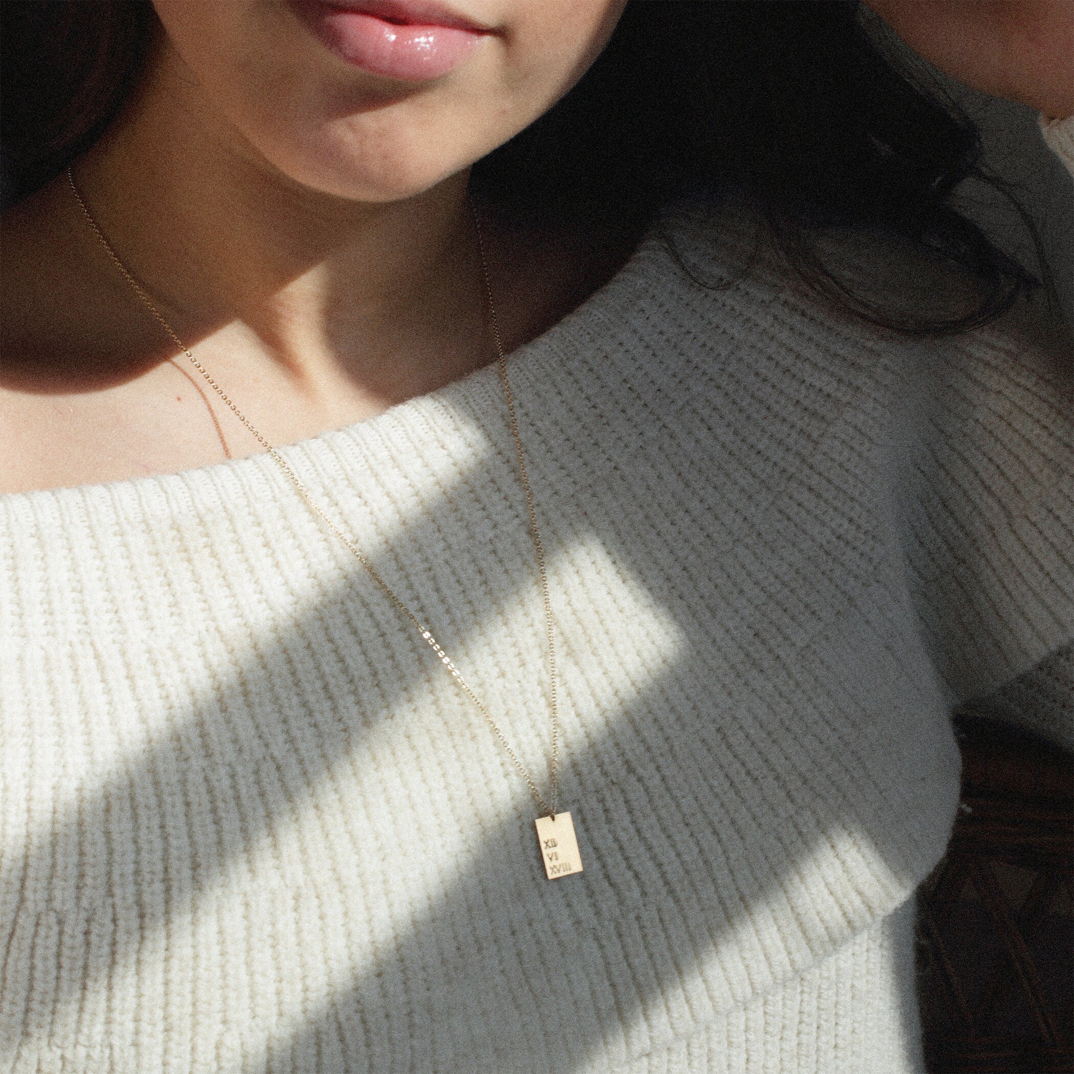 PIA Tag Necklace 15x10mm Dainty Engraved Tag Necklace Simple Etsy