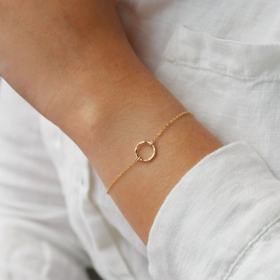 KARMA Bracelet • Small Hammered Ring Bracelet • Eternity Bracelet, Delicate Circle Bracelet, Layering Bracelet, Friendship Bracelet, Gift