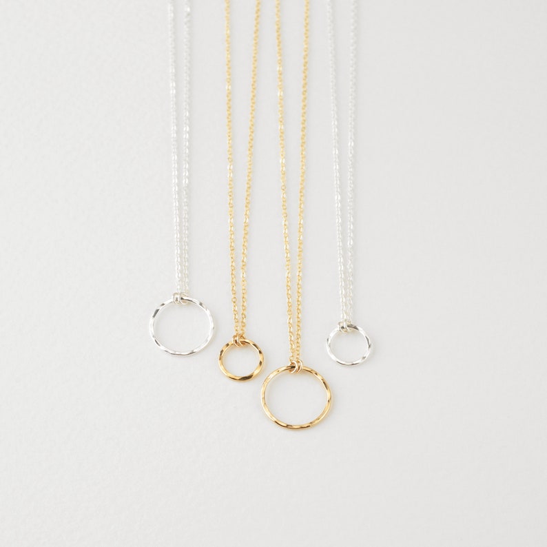 KARMA NECKLACE Hammered Ring Necklace Circle Necklace, Hammered Eternity Necklace, Delicate Circle Necklace, Dainty Necklace, Gift image 2