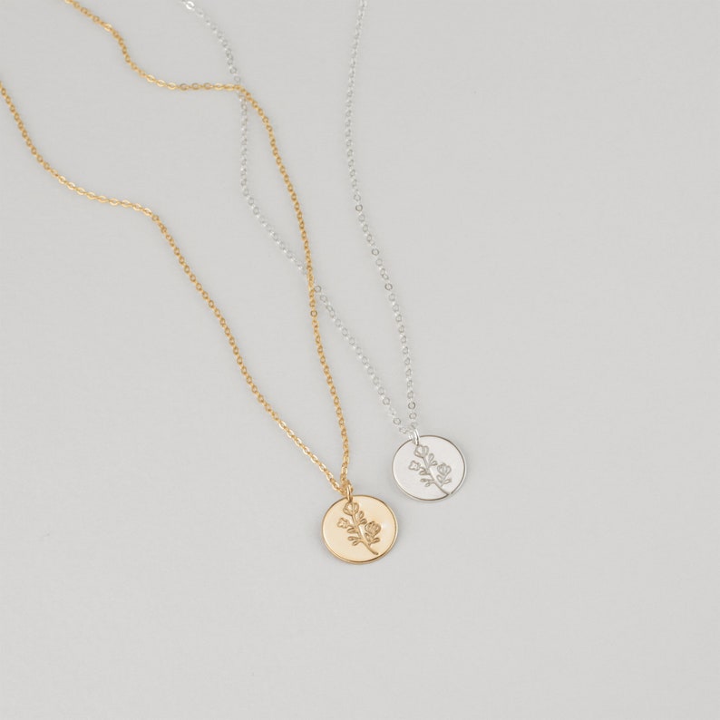 WILDFLOWER NECKLACE, Floral Necklace, Dainty Floral Necklace, Delicate Flower Necklace, Handstamped Jewelry in Gold, Silver, Rose image 3