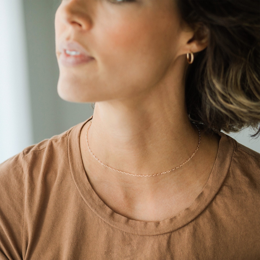 16" CHELSEA Bold Chain Necklace, Plain Everyday Chain Necklace, Simple Jewelry, Wedding Jewelry, Simple Chain Necklace, Gold, Silver, Rose