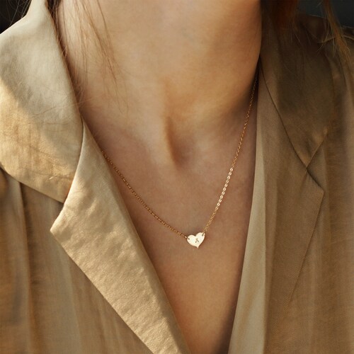 Heart Necklace Delicate Engraved Heart 