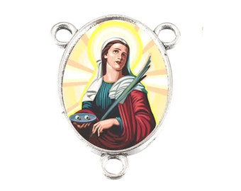 Saint Lucy Beautiful Rosary Center Piece 18mm