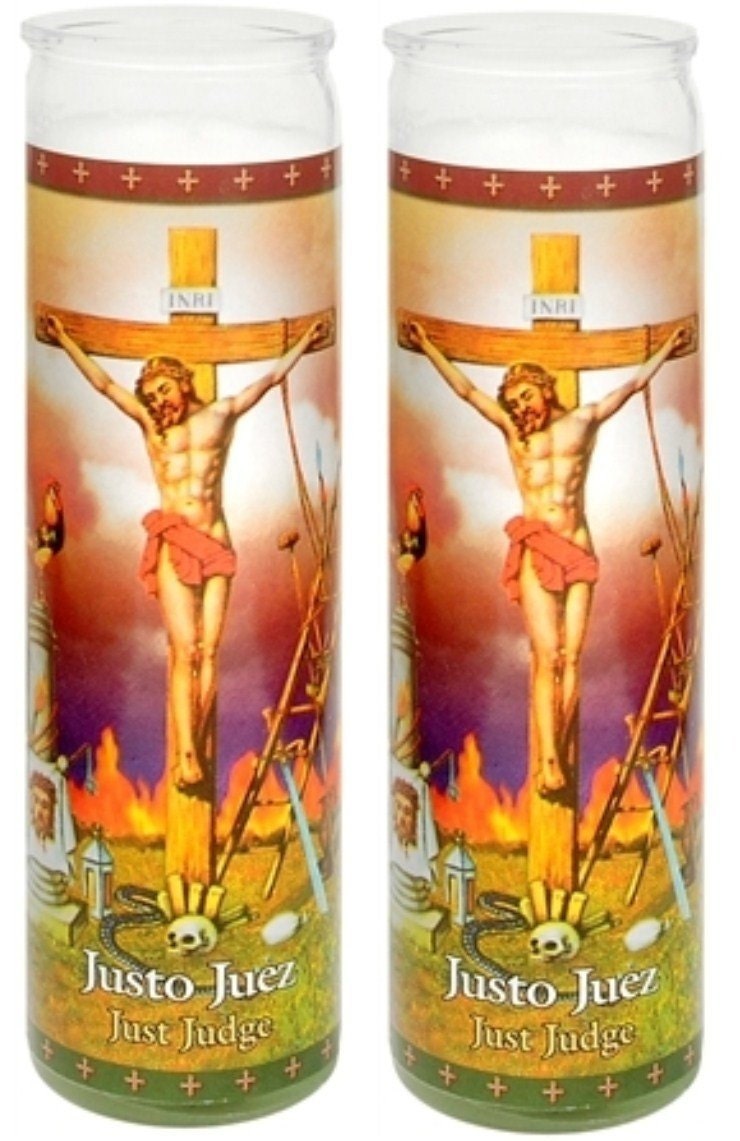 Set of 2 Just Judge or Faithful Judge Prayer Candles 2 Veladoras De El