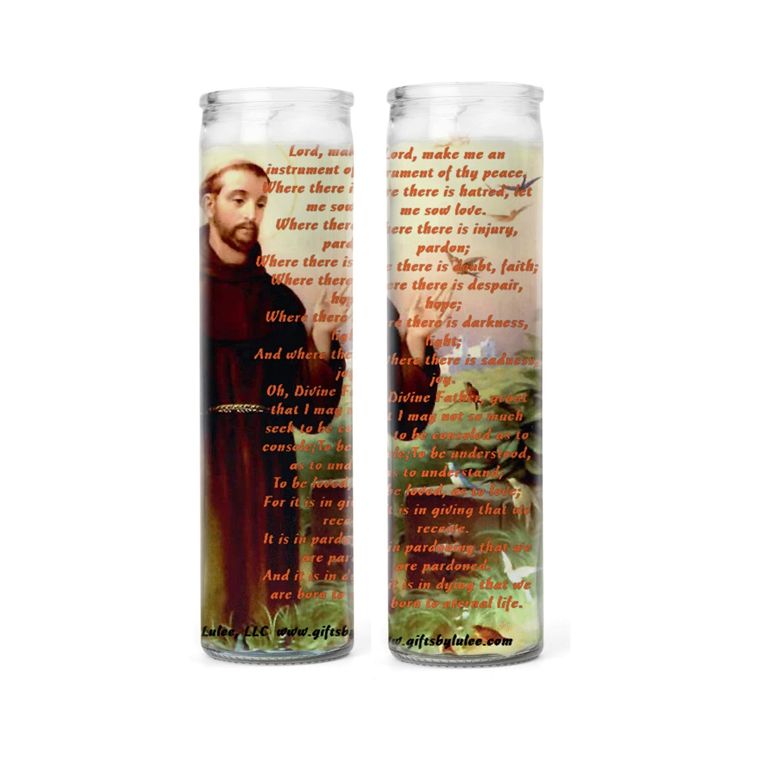 St Saint Francis San Francisco of Assisi Candles 2 o 4 Veladoras Prayer