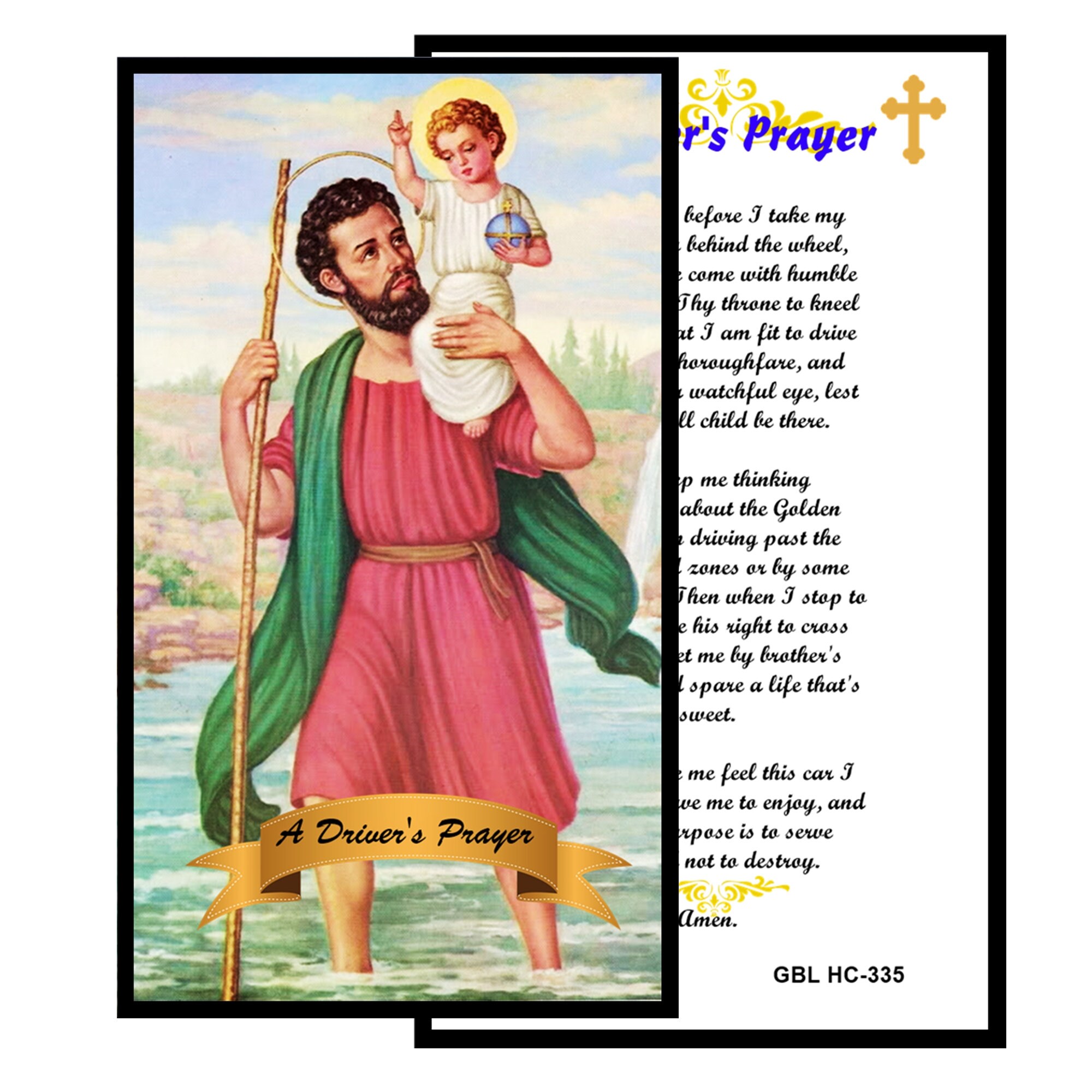Saint Christopher a Drivers Prayer Laminated Italian Holy card with