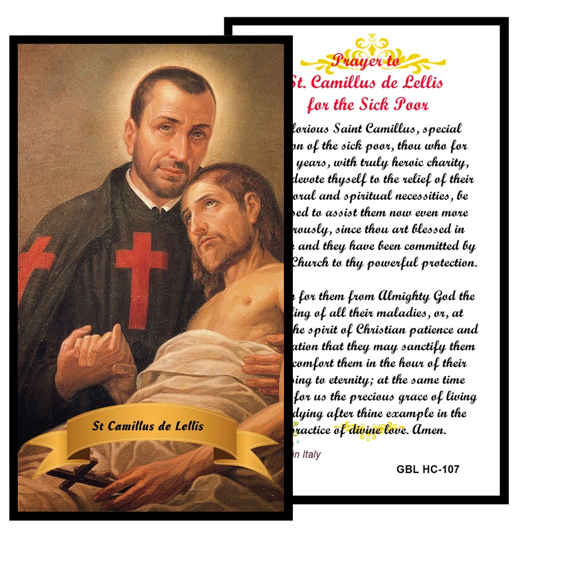 St Camillus of Lellis Laminated Holy Card Prayer Card Patron Etsy
