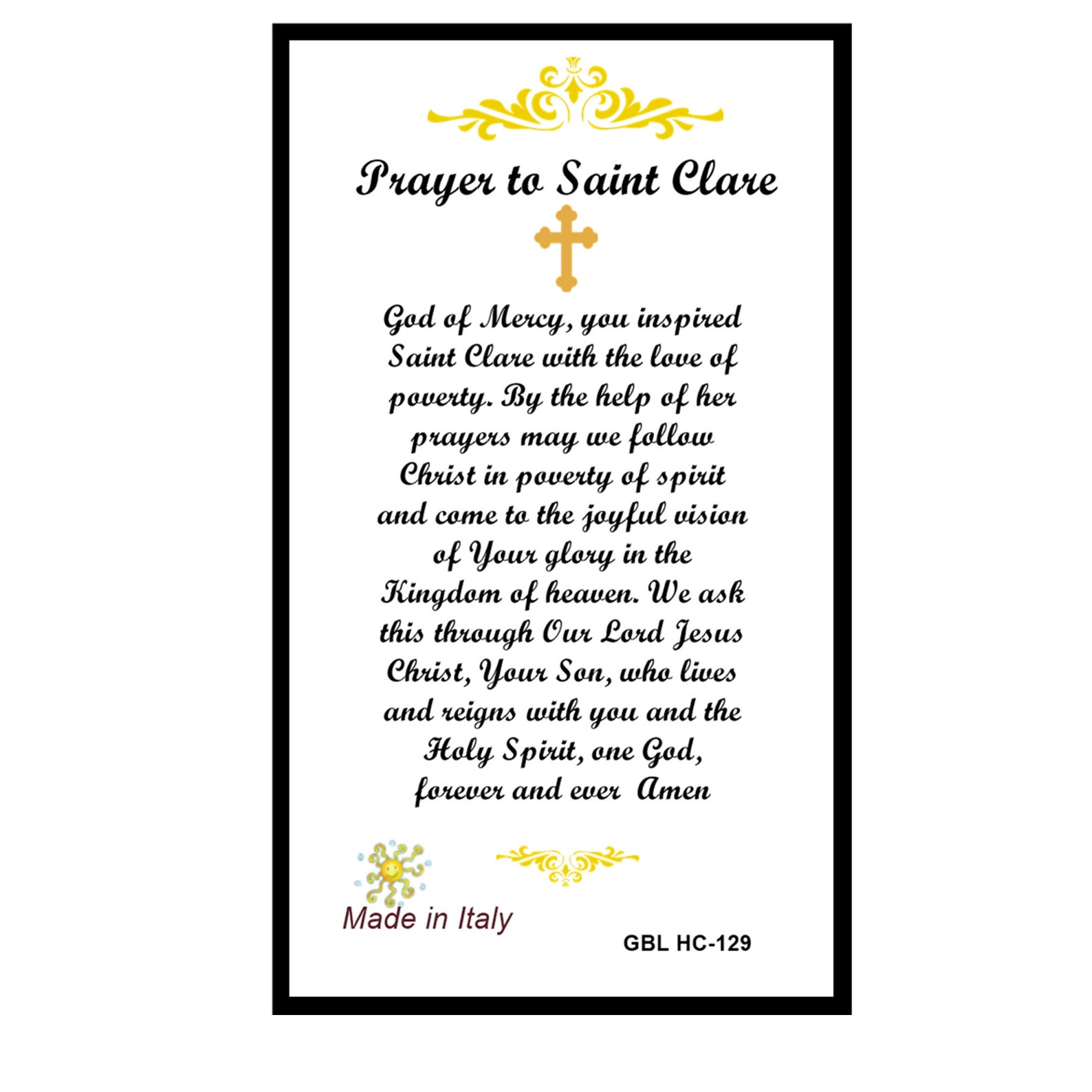Saint Clare of Assisi Prayer Cards Patron Saint of Eye Etsy