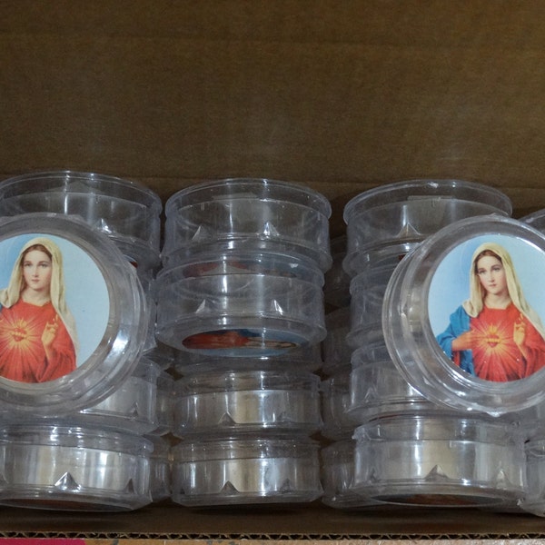 Rosary Plastic Cases Immaculate Heart of Mary  rosary holder plastic container Beads Catholic Rosary Cross Religious