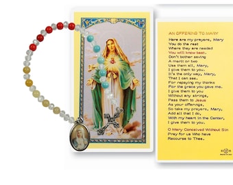 The Chaplet Sacred Heart Mary Crystal Beads and Silver Plated Medal Inc a Free Hc (J-1234)