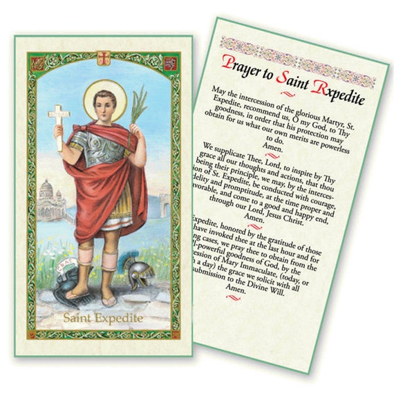 Saint Expedite San Expedito Set of 2 or 4 Candles Prayer in English and  Spanish Oracion En Ingles Y Espanol Prayer Card 