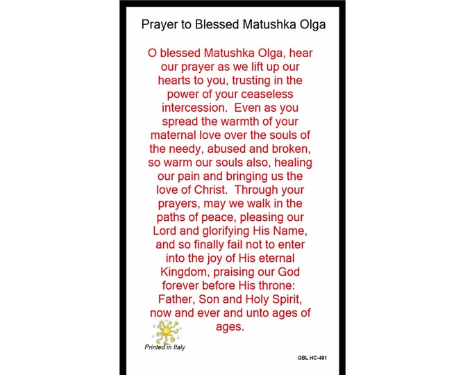Blessed Mother MATUSHKA OLGA of Alaska patron of  Sexual abuseTwo/Four Glass Candles Available with or Without Prayer Card