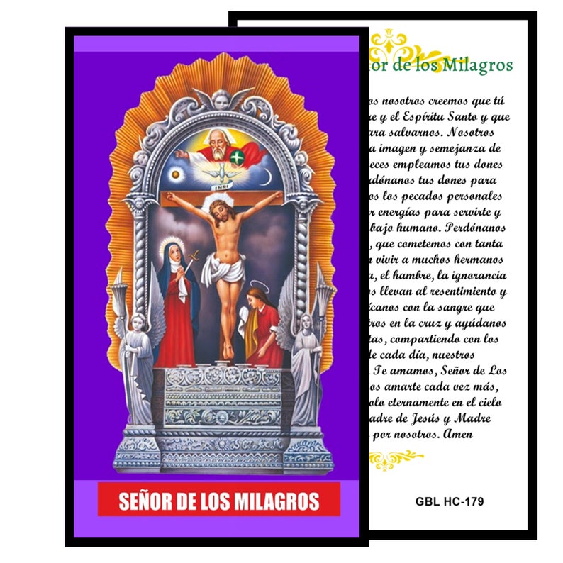 Oracion Al Senor De Los Milagros Tarjeta De Rezo Laminada Set Of 10 HC-179 image 3