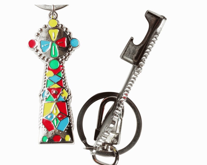 Gaudi Style Tower Keychain Zipper Pull Bottle Opener Satin Nickel Porcelain Enamel Details barcelona sourvenir