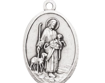 Our Lord The Good Shepherd Nuestro Senor El Buen Pastor Medal Silver Oxidized Silver Oxidized Medal