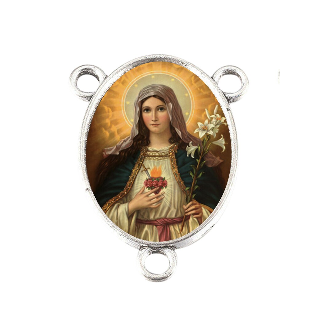 Saint Sacred Heart of Mary Beautiful Rosary Center Piece 18mm - Etsy