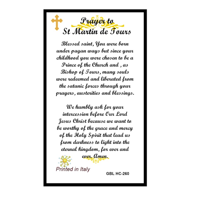 St Martin of Tours Prayer Card Holy Card San Martin Caballero - Etsy UK