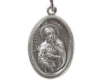 St Catherine Siena Medal Silver Oxidized Set Of 5 (J368)
