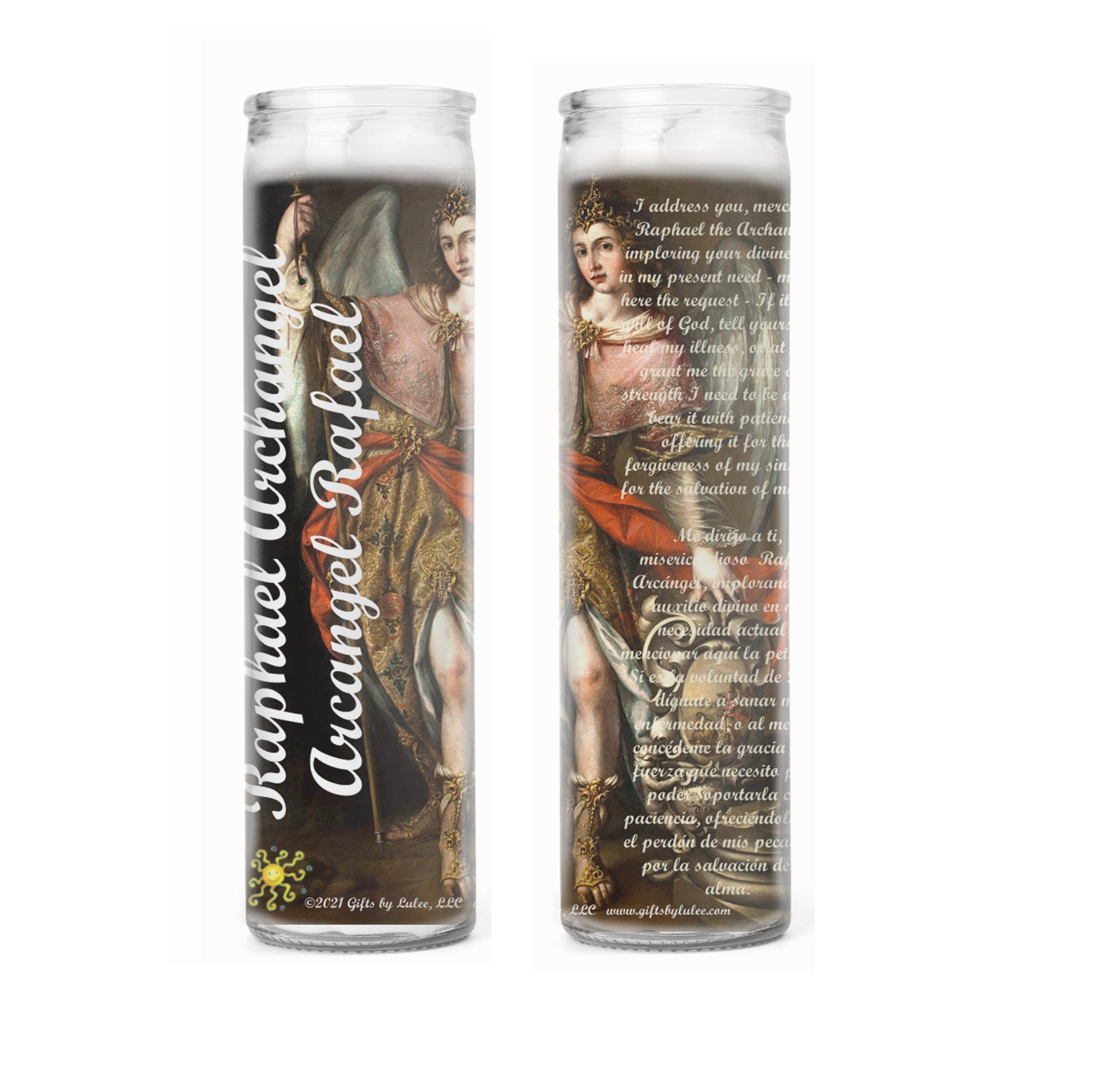 Archangel Raphael The Healer Set of 2 or 4 Candles and Laminated Prayer Card 