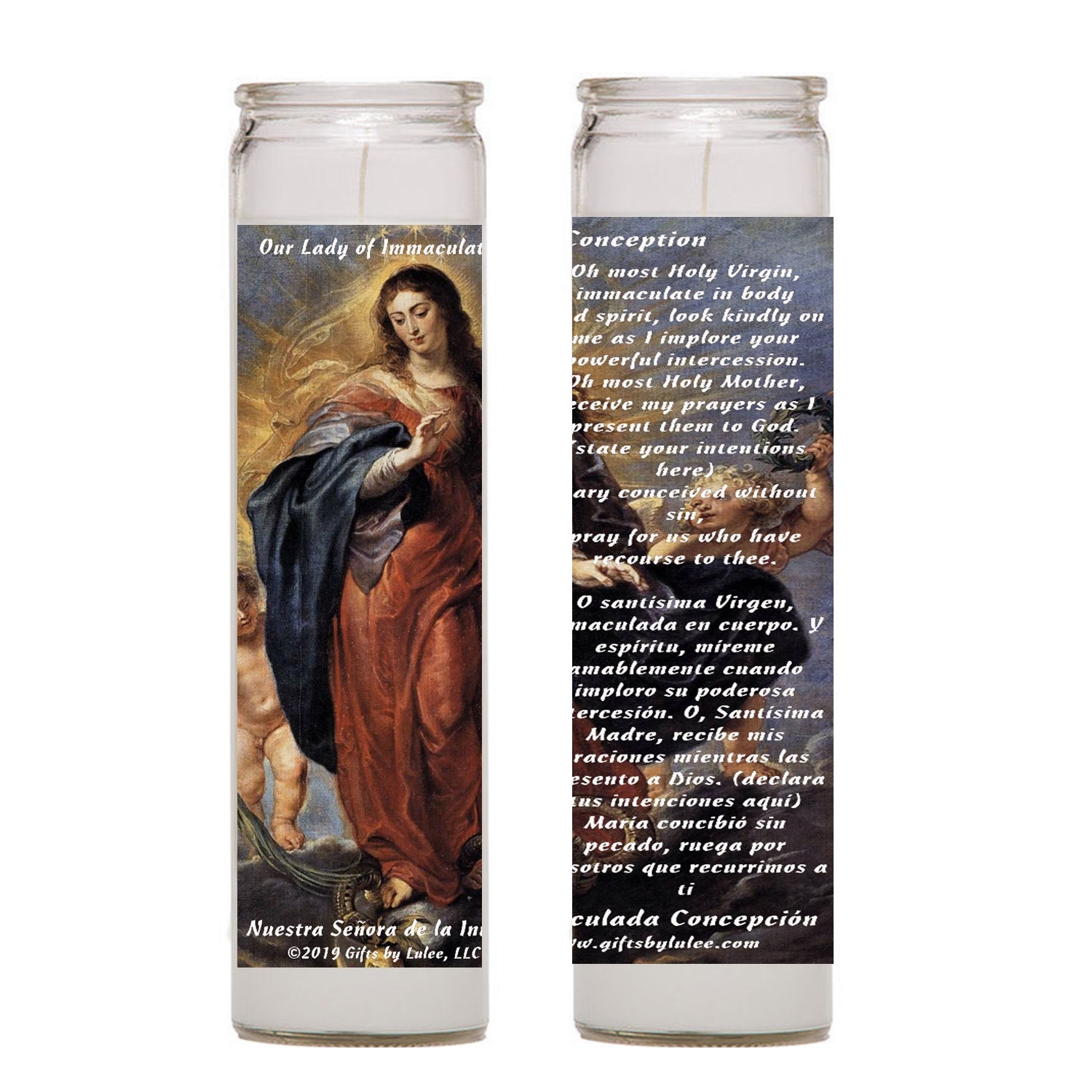 Our Lady Immaculate Conception Inmaculada Concepcion Set of 2 or 4 Candles  Set De 2 O 4 Velas Y Tarjeta Laminated Prayer Card Catholic - Etsy