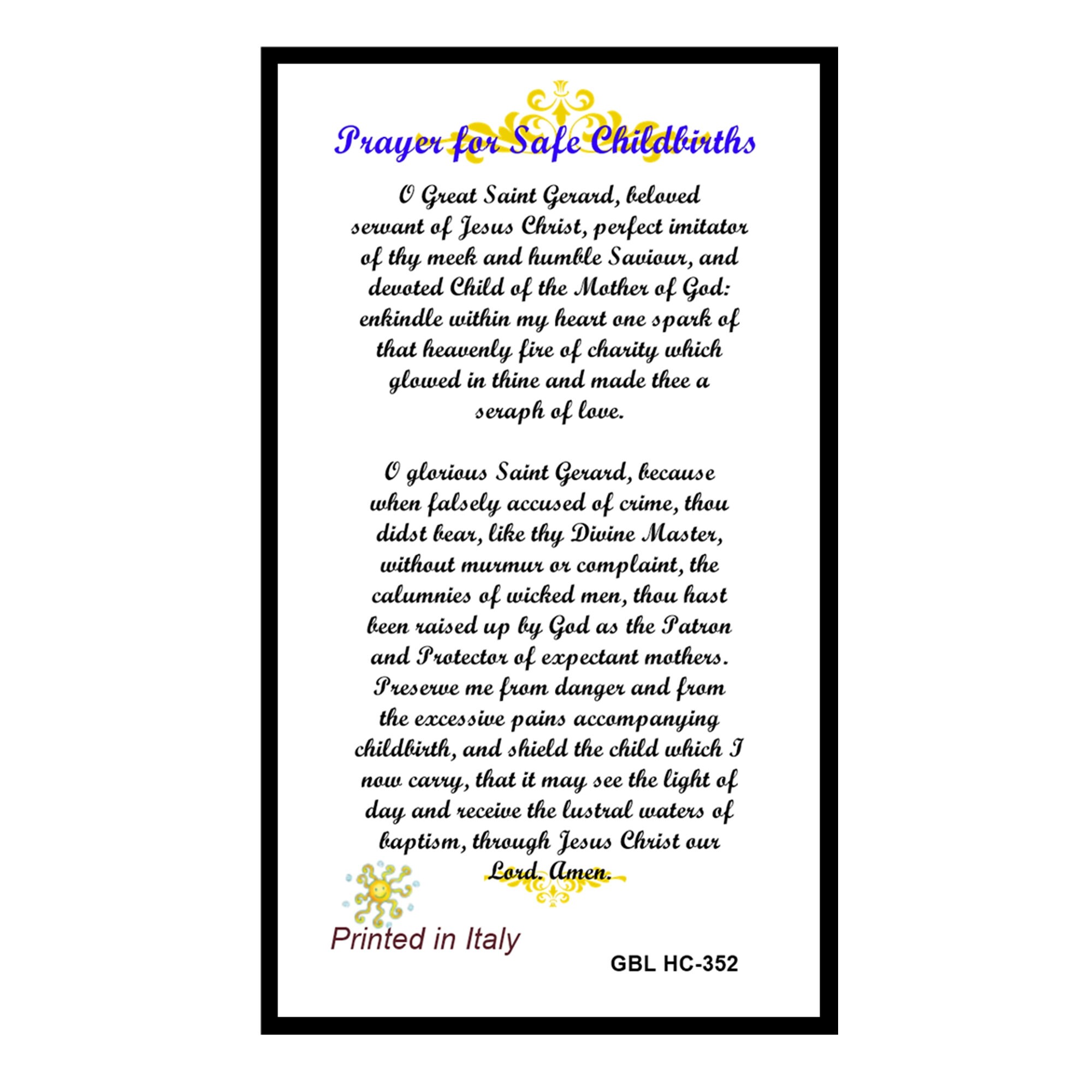 Saint Gerard Majella Prayer of Thanksgiving for a Safe Delivery patron