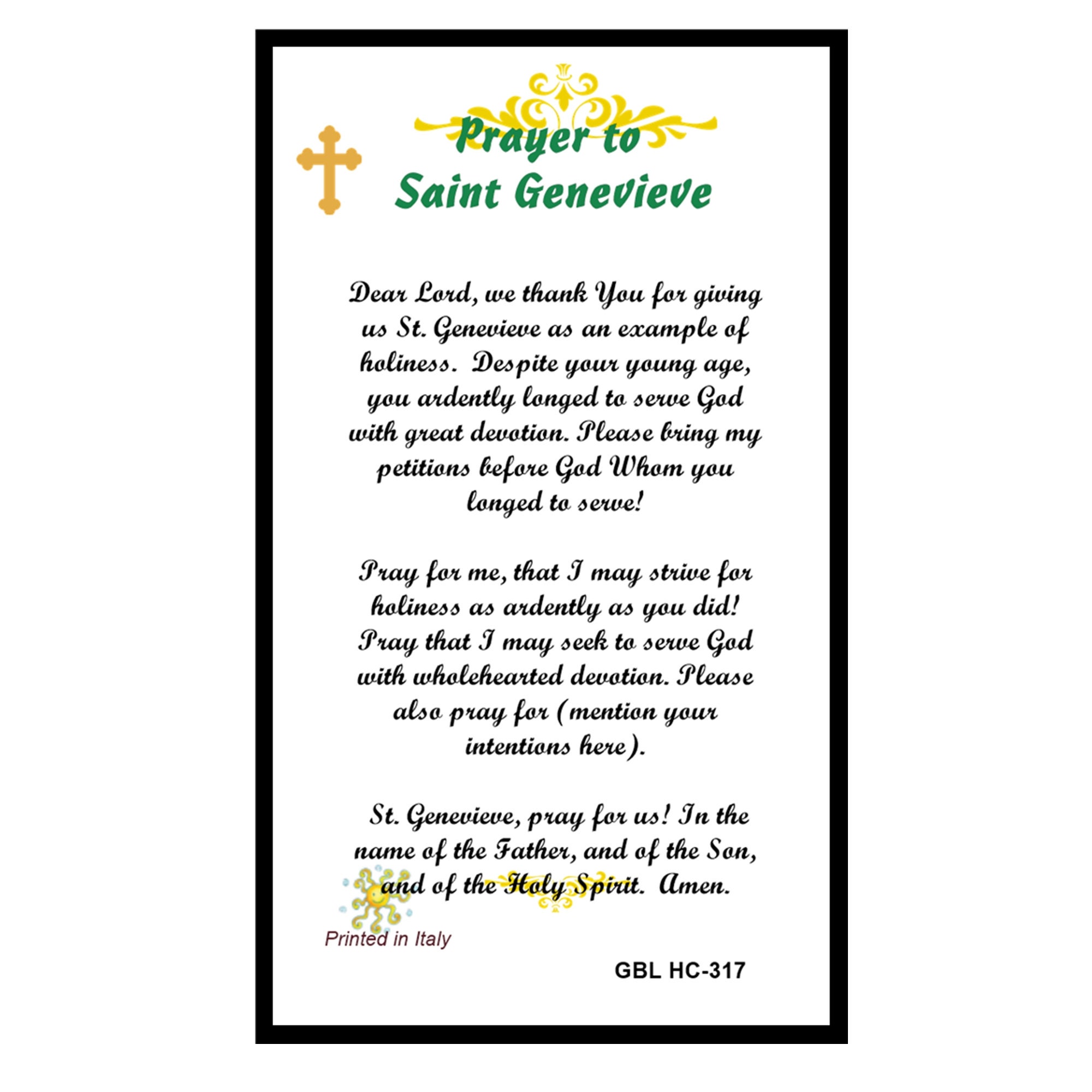 Saint Genevieve Sancta Genovefa Genoveva Prayer Card Patron saint of