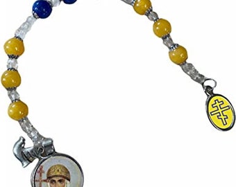 Saint Olga of Kiev Kyiv Patron of Ukraine and Vengeance Chaplet Niner or Leather Necklace with color medal