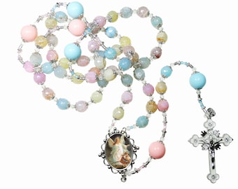 New Baby Christening Gift Wall  Guardian Angel 3 Styles to Choose From  Rosary Unisex Candy Color Crystal