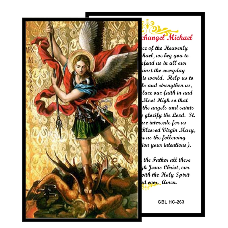 Prayer to St Michael the Archangel Laminated Holy Card Prayer Etsy