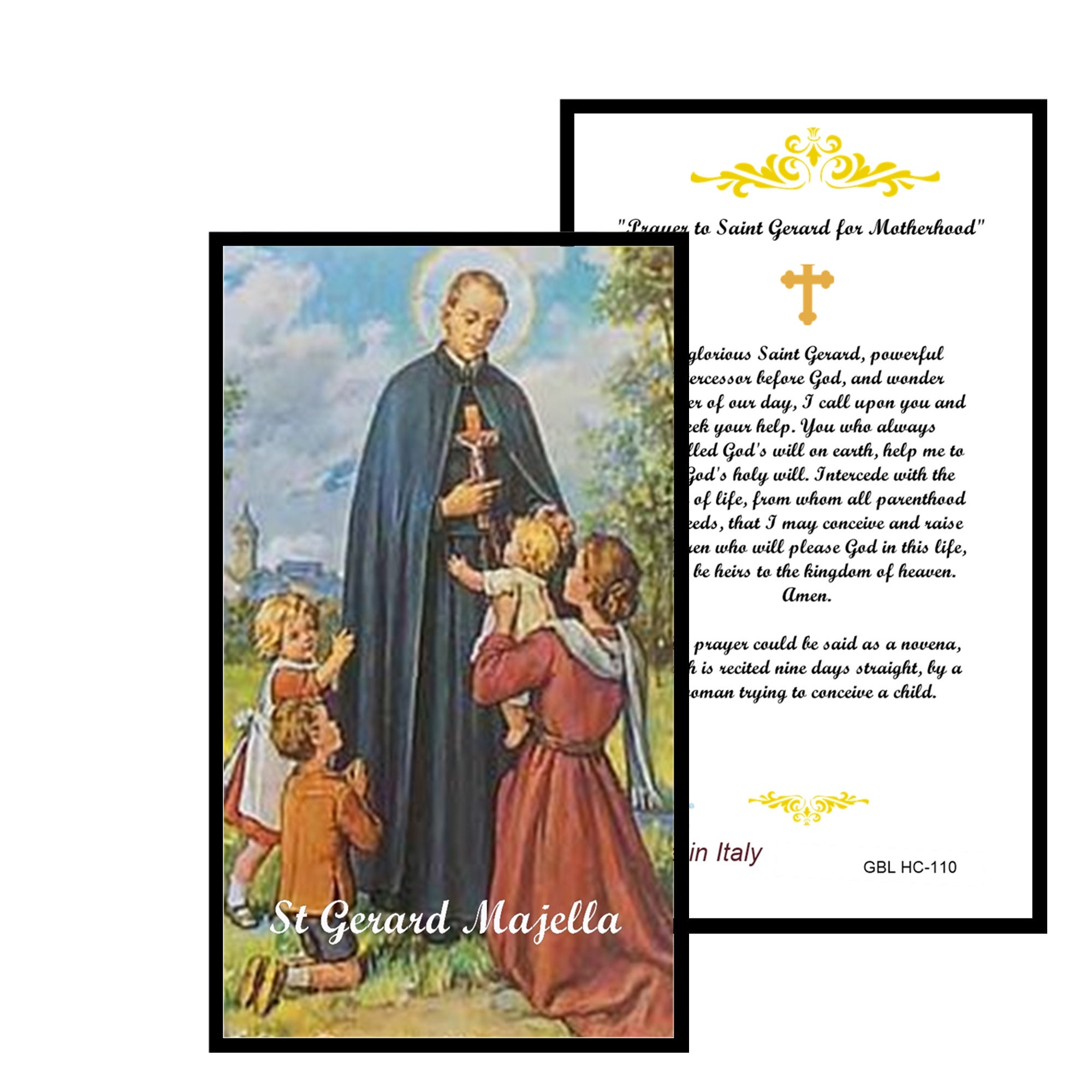 St Gerard Patron Saint of Motherhood Laminated Holy Card Prayer Card