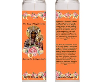 Our Lady of Czestochowa Set of 2 or 4 Candles Laminated Prayer Card Catholic Virgin of Poland